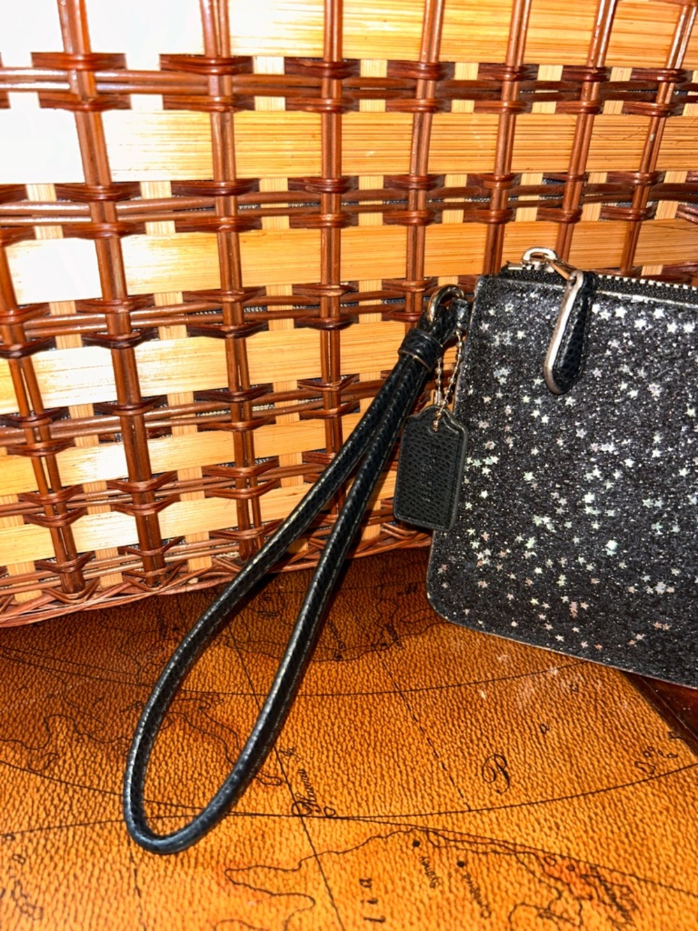 Coach Black Wristlet With Silver Star Glitter - NWOT - - Picture 4 of 15